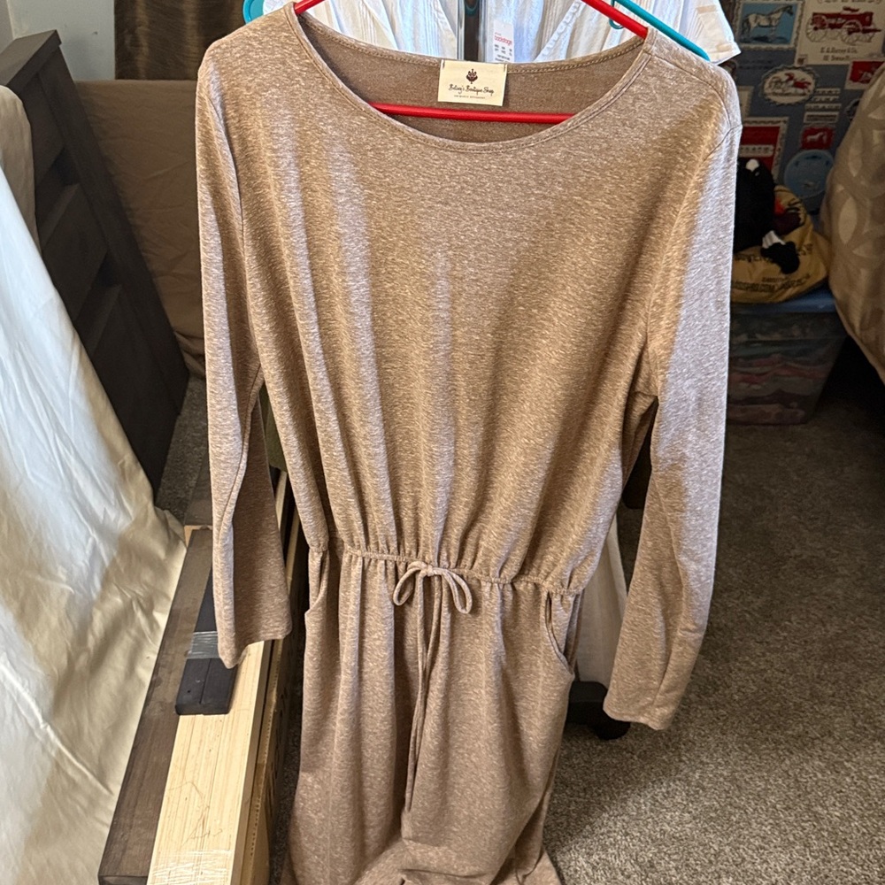 Molly Bracken Tan Long Sleeve Dress